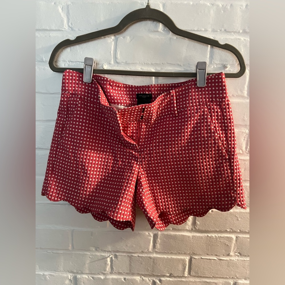 Ann Taylor scalloped pink polkadot shorts
